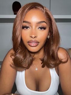 Don't need to use any coupon code. SKU CS019 Wig Cap 5x5 HD Lace Wigs Hair Length 16inch Material 100% virgin hair one donor Last For One more year Hair Density 180% Hair Color Orange Color Hairline Pre-plucked & Pre-bleached Straps Adjustable Band Lace Type Undetectable HD Lace Shipping>> Free Shipping worldwide via Express Delivery time>> USA (4-8 Bdays), others (5-10Bdays) Payment>>Debit / Credit Card or PayPal Handling time>> Ship within 7Days after payment Returns>> Fast refund, buyer prote Red Brown Bob Black Women, Black Women Red Carpet Hair, Good Hair Colors For Brown Skin, Hair Color Ideas Brown Skin, Honey Brown Hair Color Black Women, Light Brown Hair Black Women, Dye Styles, Bday Hair, Honey Brown Hair