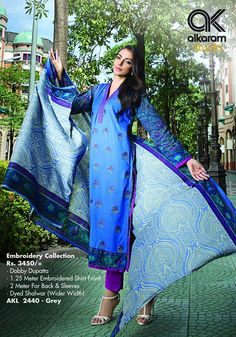 AKL 2440 - Grey Lawn Dresses, Dress Salwar Kameez, Latest Fashion Dresses, Summer Lawn, Lawn Dress, Lawn Suits