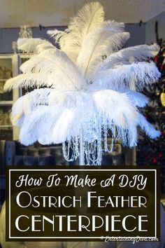 Gorgeous DIY Feather Centerpieces: How To Make Ostrich Feather Centerpieces (+ 7 variations) Diy Ostrich Feather, Ostrich Feather Centerpieces, Gatsby Birthday Party, Gatsby Birthday, Gatsby Party Decorations, Diy Feather, Eiffel Tower Vases, Tower Vase, Mardi Gras Masquerade