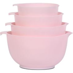 four pink bowls stacked on top of each other