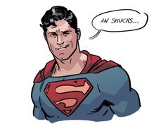 a man in a superman suit with an empty speech bubble above his head that says, i am shucks