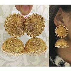 Bridal Jhumka, Matte Gold Jewelry, Gold Earrings Indian, Gold Jhumka Earrings, Buy Gold Jewelry, Gold Chandelier Earrings, Online Gold Jewellery, Indian Jewellery Design, Gold Jewelry Sets