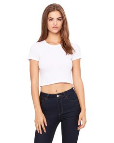 Ladies' Poly-Cotton Crop T-Shirt - WHITE - M/L | Bella + Canvas Women's Poly-Cotton Crop T-Shirt in White Size Medium/Large | Cotton/Polyester Blend B Baby Graphic Tees, Crop T Shirt, White Crop Top, Crop Tshirt, Wholesale Clothing, Crop Tee, Infant Tees, Women Crop, Womens Clothing Tops