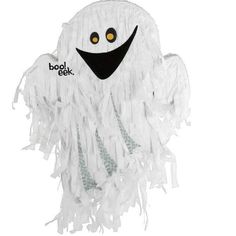 a white ghost with black eyes and fringes