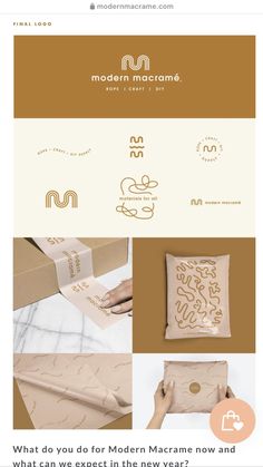 the logo and packaging design for modern microroms, an online store that sells new products