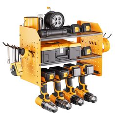 an image of a machine that is in the shape of a robot with tools attached to it