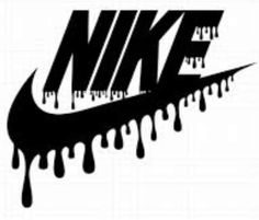 the nike logo is dripping in black and white, while it appears to be dripping