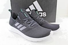 Adidas Shoes Women Cloudfoam, Gray Adidas Sports Sneakers, Gray Adidas Running Shoes, Adidas Cloudfoam Pure 2.0, Adidas Functional Moisture-wicking Sneakers, Adidas Cloudfoam, Pure Black, 8 M, Adidas Women