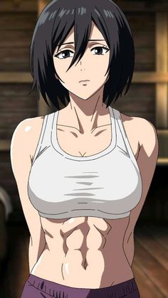 Mikasa Ackerman Muscle, Mikasa Fanart Cute, Mikasa Ackerman Workout, Mikasa Workout, Mikasa Ackerman Wallpapers, Mikasa Ackerman Manga, Attack On Titan Stickers