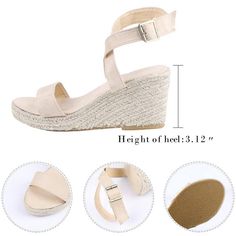 Woman Wedge Sandals Summer Pumps Cross-tied High Heels Platform Shoes Casual High Heel Wedge Sandals With Adjustable Strap, Trendy Adjustable Beige Wedge Sandals, Trendy Beige Adjustable Wedge Sandals, Adjustable High Heel Beige Wedge Sandals, Casual Beach Wedge Sandals With Wrapped Heel, Casual Summer Wedge Sandals With Wrapped Heel, Summer Wedge Sandals With Wrapped Heel, Beige Wedge Heel Sandals For Summer, Beige Adjustable Wedge Heel Sandals