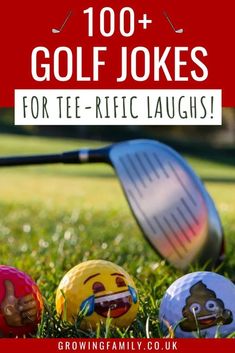 three golf balls with the words 100 + golf jokes for tee - riffic laughs