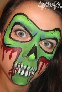 Kids Halloween Face, Alien Skull, Kids Face Paint, Zombie Makeup, Scary Faces, Scary Makeup