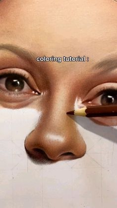 a woman's face is shown with the words coloring tutor on it and a pencil in front of her eye