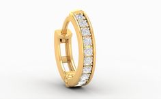 a yellow gold ring with diamonds on it