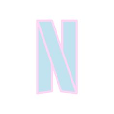 the letter n is made up of pink and light blue stripes on a white background