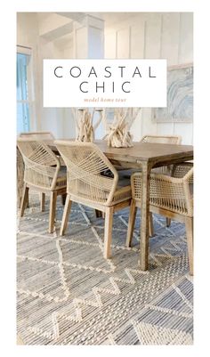 the cover of coastal chic magazine features wicker chairs and a table with driftwood branches