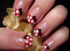 Minnie Minnie Nails, Minnie Mouse Nail Art, Mouse Nail Art, Do It Yourself Nails, Cartoon Nail Designs, Minnie Mouse Nails, Cute Nail Polish, Her Nails, Disney Nails