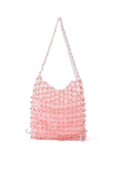 A larger version of our best-selling Caprice. The Gigi is unlike any bag out there. A beaded shoulder bag combining both color and crystal beads, and a fine gold chain woven throughout. Exceptional in craftsmanship, but fun in looks. The Gigi is the perfect bag for beach destinations and warm weather. Pink ombre beaded and crystal pouch, gold chain detailing. This bag has no closure or lining. 9 inches by 8 inches by 2 inches. Crystal Pouch, Beaded Shoulder Bag, Pink Ombre, Small Shoulder Bag, Perfect Bag, Leather Design, Pink Bag, Hobo Bag, Bag Making