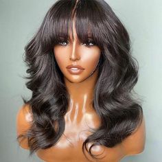 Lace Wig With Bangs, Human Hair Wigs With Bangs, Curly Human Hair Wig, Straight Lace Front Wigs, Wig With Bangs, Body Wave Wig, Lace Closure Wig