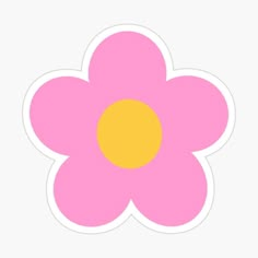 a pink flower with yellow center sticker