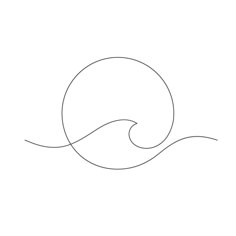 a line drawing of a wave in the middle of it's body, with one end