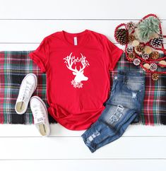 Get in the Holiday Spirit with these Graphic T-shirts! These are also so perfect for Family pictures! Wear this with your favorite jeans, shorts, jean shirt, and baseball cap! Made of super-soft fabric, this boyfriend fit tee is sure to be your favorite tee! This updated unisex essential fits like a well-loved favorite, featuring a crew neck, short sleeves and designed with superior Airlume combed and ring-spun cotton Fabric Content: These t-shirts are a soft cotton/poly blend tees Sizing:(Tee h Cricut Shirts, Mickey Christmas, Merry Christmas Shirts, Shirts For Teens, Adulting Shirts, Color Shirt, Disney Christmas, Holiday Shirts