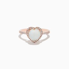 Effy Aurora 14K Rose Gold Diamond and Opal Heart Ring 14k Rose Gold Fine Jewelry For Valentine's Day, Heart-shaped 14k Rose Gold Wedding Jewelry, 14k Rose Gold Heart Jewelry For Wedding, Rose Gold 14k Gold Heart Ring For Weddings, 14k Rose Gold Heart Ring For Valentine's Day, Rose Gold Heart Ring For Proposal, Rose Gold Heart Cut Ring For Proposal, Wedding 14k Rose Gold Heart Ring, Rose Gold Heart Cut Ring For Valentine's Day