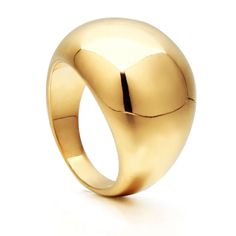 The Cupola Dome Ring is titanium steel with 18 Karat gold finish. The lower part is buffed gold and the top of the ring has high shine. 16 mm wide. Luxury Elegant Dome Ring Tarnish Resistant, Luxury Silver Dome Ring, Luxury Classic Dome Ring In Cubic Zirconia, Luxury Tarnish Resistant Elegant Dome Ring, Luxury Modern Dome Ring With Polished Edges, Luxury Elegant Silver Dome Ring, Luxury Elegant Recycled Gold Dome Ring, Luxury Elegant Wide Band Dome Ring, Luxury Everyday Fine Jewelry Dome Ring