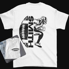 Show your football mom pride with our custom "Mama" shirt! Features football laces on the front and a personalized player design with your athlete's name on the back. Perfect for game days, senior night, or gifting. High-quality fabric. Customize with your player's name for a special keepsake. White Sublimation Design With Name Print For Game Day, Football Season Sublimation Design T-shirt For Sports Events, Sporty Sublimation Design With Name Print For Fans, Football Season Sports Fan T-shirt With Custom Print, Custom Print T-shirt For Football Season, Senior Night Gifts, Mom Pride, Game Day Outfit, Football Mom Shirts