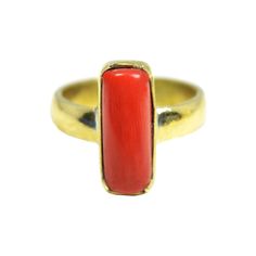 "This ring is suitable for Men having ring sizes between 7.75 to 10.25 as per US ring size standards. For same product in small ring size (For women) between 4.70 to 7.25 . Size of this ring is easily ajdustable by hand. Fine quality Red Coral is used to give best results for your astrological needs. Stone will be neat and clean without blemishes. Gemstone is left open from the back side. Gemstone certified by a Well reputed laboratory. This panchdhatu ring is made up with 5 Dhatus or metals nam Small Ring, Red Band, Unisex Ring, Small Rings, Ring Sizes, Friendship Gifts, Jewelry Ring, Red Coral, Birthday Gifts For Her