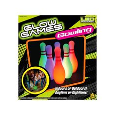 glow bowling game set with neon colors