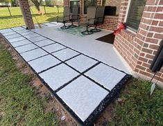 an outdoor patio that has been laid out