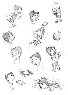 some drawings of children playing and having fun