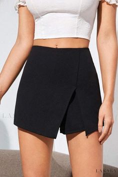 Lasaky - Stylish Casual Shorts Skirt Pants Combination Black Skort Outfit, Skort Outfit, Split Hem Skirt, Short Pollera, Black Skort, Shorts Skirt, Stylish Skirts, Women Shorts, Womens Activewear