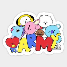 a sticker with the word mam surrounded by cartoon animals and letters that spell it out