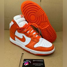 Lightly Worn No Box Mrstealzz Top Shoe Plug Shoe Plug, Nike Orange, Nike Dunk High, Dunk High, Shoes Nike, Nike Dunk, Nike Dunks, Orange White, Top Shoes