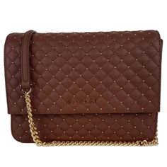 Exude elegance with this eye-catching Baldinini Trend shoulder bag, expertly crafted from brown calfskin leather featuring plush quilting and sophisticated stud embellishments. The bag shines with a golden metallic logo adorning the front, offering a touch of luxury. Its sleek flap closure boasts a magnetic snap, ensuring your belongings stay secure. Drape this bag over your shoulder with the chic chain strap for an impeccable style statement.Dimensions: 24x18x7 cm Material: 80% Leather di Calfskin, 20% PVC Country of origin: CN Color: Brown Chic Quilts, Brown Leather Crossbody Bag, Designer Crossbody Bags, Style Statement, Bags Designer Fashion, Metallic Logo, Fashion Lover, Chain Strap, Leather Crossbody Bag