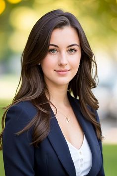 a woman in a suit posing for a photo