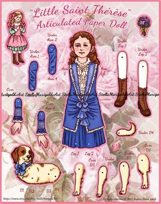 a paper doll is shown with different items for it's appearance in the book