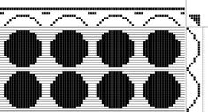 a cross stitch pattern with black circles on white paper, and an image of the same circle