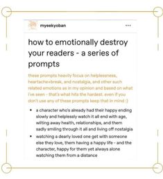 an article on how to emotionally destroy your readers - a series of proppiss