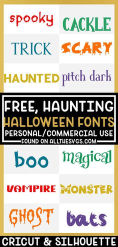 halloween font and numbers with different colors