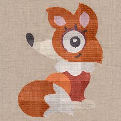 a cross stitch pattern of a red fox