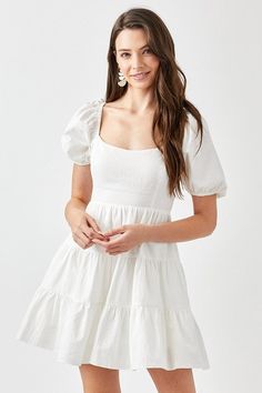 Spring Dresses – capsulewardrobeshop Dress Cottagecore, Grad Dresses, Puffed Sleeves Dress, Woven Dress, Tie Dress, Tiered Dress, Sheer Fabrics, White Mini Dress, Fall Dresses