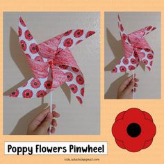 the poppy flowers pinwheel is made from paper