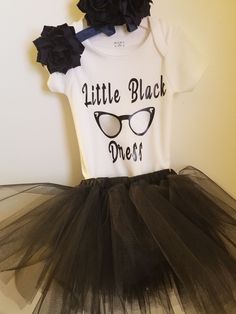 Little Black Dress tutu outfit with matching head, feet and back bow. Dress Tutu, Palm Bay, Tutu Outfits, Gender Neutral Baby, Baby Bodysuit, Gender Neutral, Baby Clothes, Little Black Dress, Kids Outfits