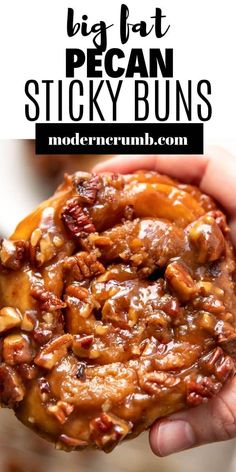 These pecan sticky buns are huge! Gooey and sticky soft caramel and pecans are swirled around fluffy cinnamon roll dough. The brown sugar and cinnamon smells are so inviting and cozy. Shareable Baked Goods, Sticky Pecan Pull Apart Bread, Homemade Cinnamon Rolls With Pecans, Praline Cinnamon Rolls, Cinninom Rolls Recipe, Easy Pecan Sticky Buns, Apple Sticky Buns