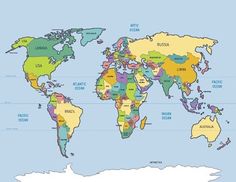 the world map with all countries and their names