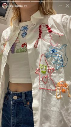 Embroidery And Stitching, Looks Vintage, Embroidered Shirt, Upcycle Clothes, Sewing Clothes, Look Cool, Aesthetic Clothes