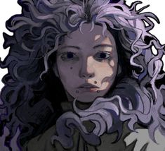 a drawing of a woman with curly hair